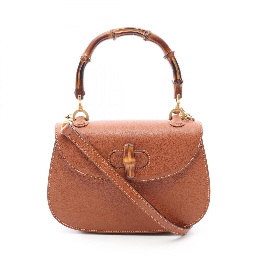 Gucci Bamboo Handbag Leather Brown
